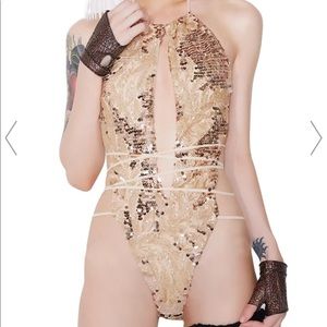 Dolls kill sparkly gold one piece